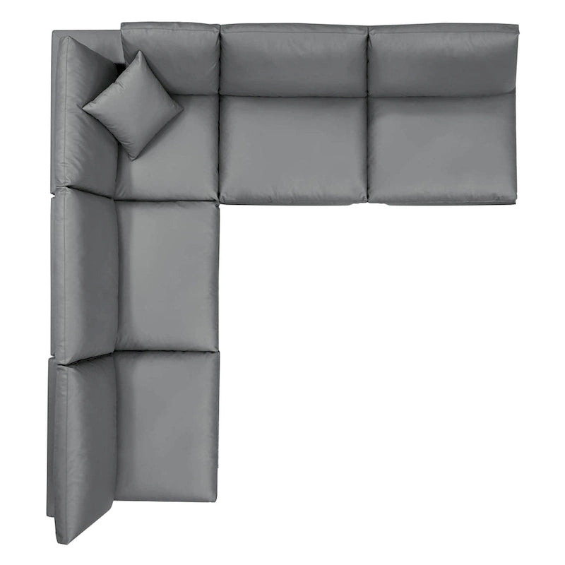 Canapé d'angle 5 places en cuir vegan surdimensionné, garni de duvet Commix