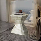 Table d'appoint géométrique moderne LeisureMod Azure - Table d'appoint ou de chevet en pierre composite