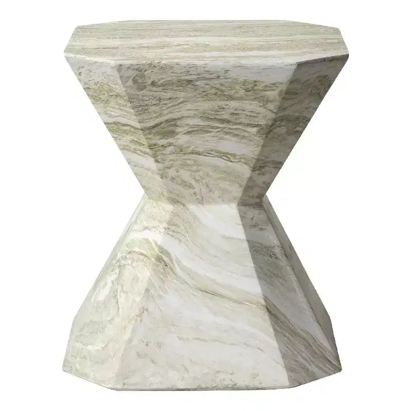 Table d'appoint géométrique moderne LeisureMod Azure - Table d'appoint ou de chevet en pierre composite