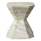 Table d'appoint géométrique moderne LeisureMod Azure - Table d'appoint ou de chevet en pierre composite