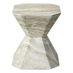 Table d'appoint géométrique moderne LeisureMod Azure - Table d'appoint ou de chevet en pierre composite