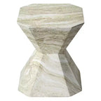 Table d'appoint géométrique moderne LeisureMod Azure - Table d'appoint ou de chevet en pierre composite