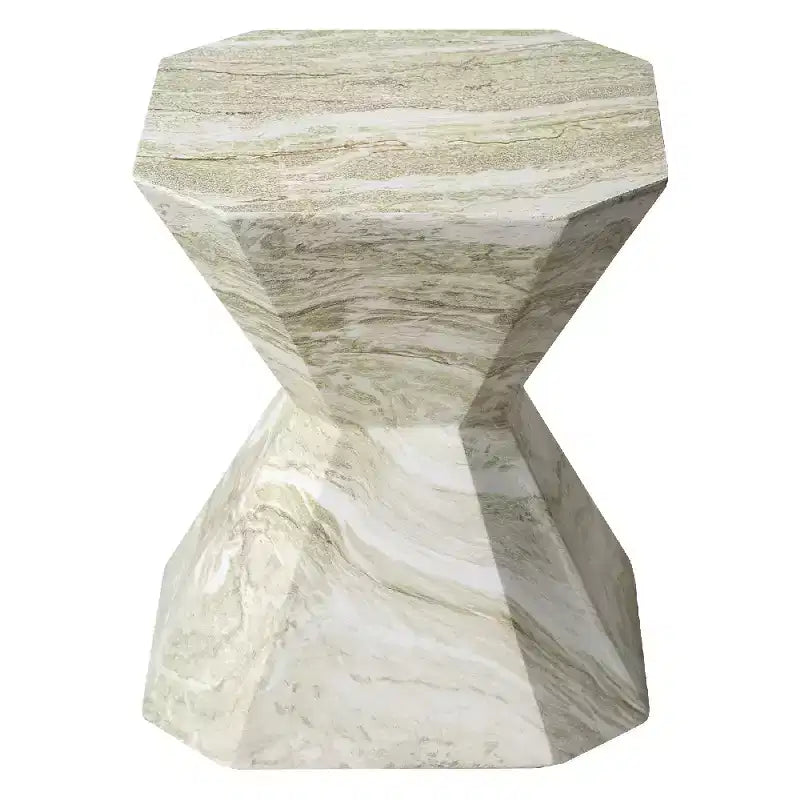 Table d'appoint géométrique moderne LeisureMod Azure - Table d'appoint ou de chevet en pierre composite