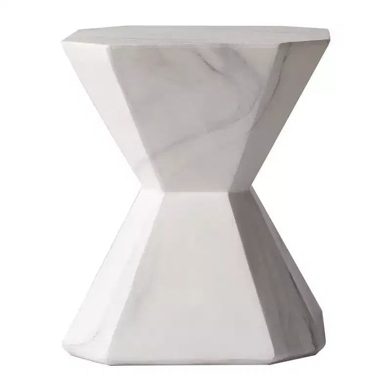 Table d'appoint géométrique moderne LeisureMod Azure - Table d'appoint ou de chevet en pierre composite