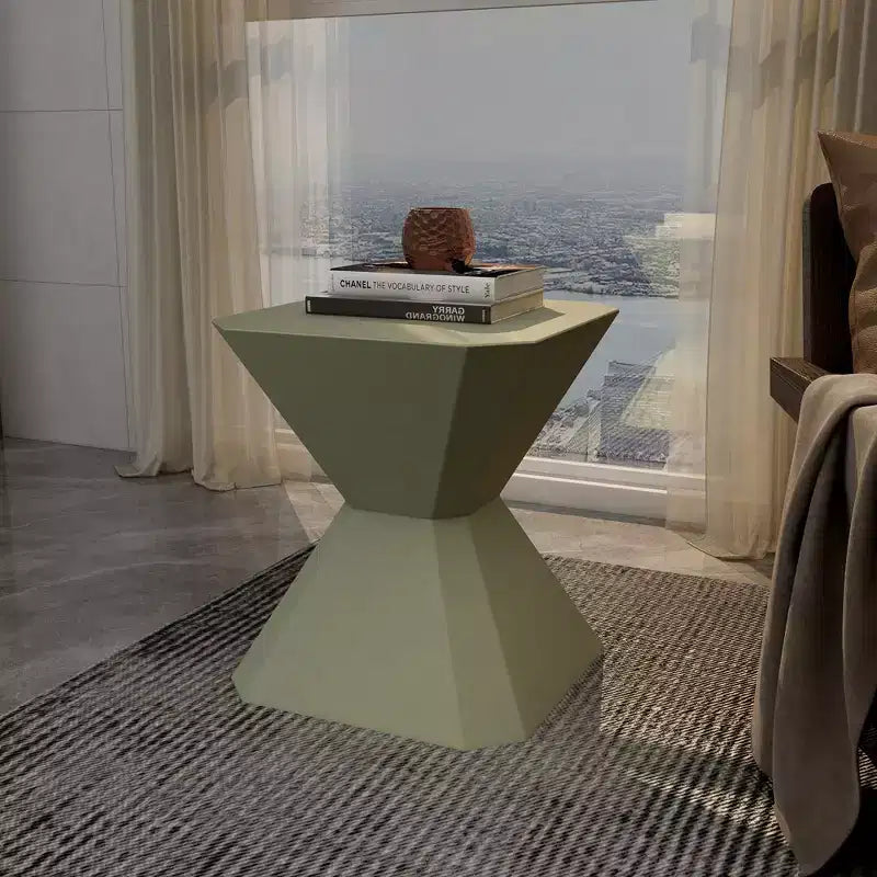 Table d'appoint géométrique moderne LeisureMod Azure - Table d'appoint ou de chevet en pierre composite