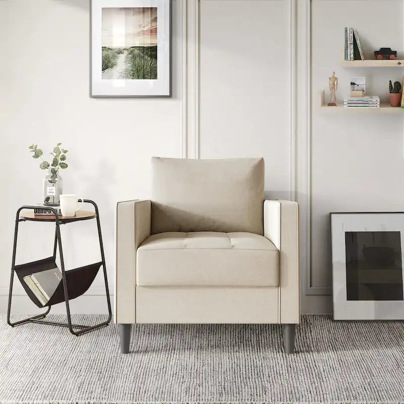 Ensemble de salon 3 pièces contemporain minimaliste rembourré en lin CraftPorch