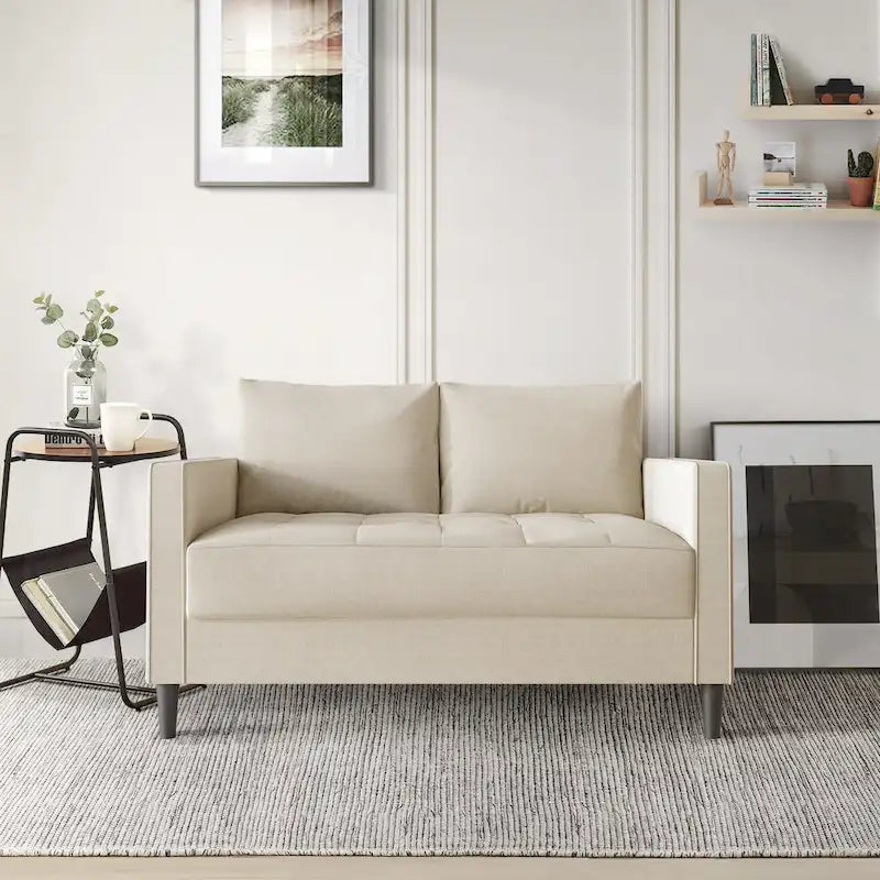 Ensemble de salon 3 pièces contemporain minimaliste rembourré en lin CraftPorch
