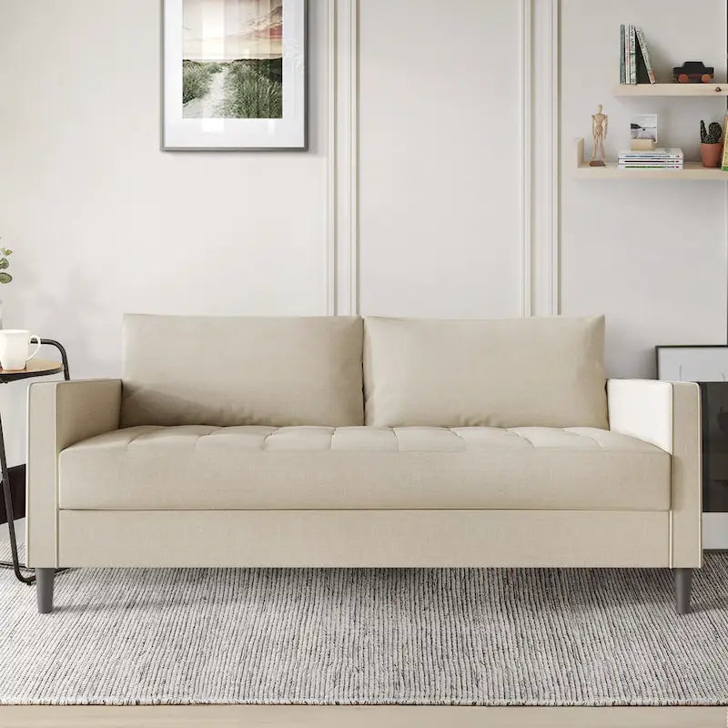 Ensemble de salon 3 pièces contemporain minimaliste rembourré en lin CraftPorch