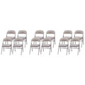 MECO Sudden Comfort Deluxe Portable Metal Fabric Padded Folding Chair for Home, Outdoor, and Office Use with Contoured Backrest, Gray (12 Pack)