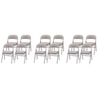 MECO Sudden Comfort Deluxe Portable Metal Fabric Padded Folding Chair for Home, Outdoor, and Office Use with Contoured Backrest, Gray (12 Pack)