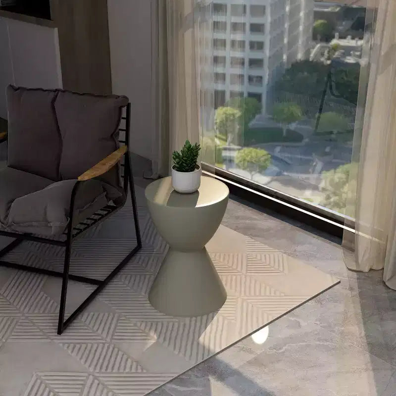 Table d'appoint LeisureMod Loft Hourglass Fiberstone - Table d'appoint moderne pour l'intérieur et l'extérieur