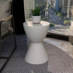 Table d'appoint LeisureMod Loft Hourglass Fiberstone - Table d'appoint moderne pour l'intérieur et l'extérieur