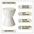 Table d'appoint LeisureMod Loft Hourglass Fiberstone - Table d'appoint moderne pour l'intérieur et l'extérieur
