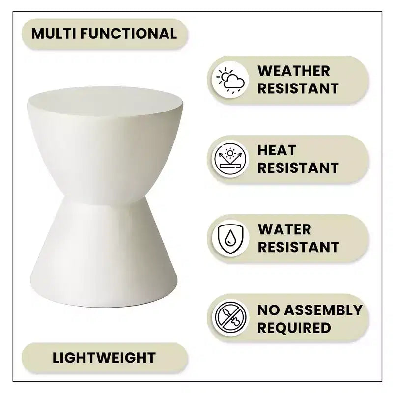 Table d'appoint LeisureMod Loft Hourglass Fiberstone - Table d'appoint moderne pour l'intérieur et l'extérieur