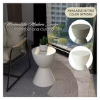 Table d'appoint LeisureMod Loft Hourglass Fiberstone - Table d'appoint moderne pour l'intérieur et l'extérieur