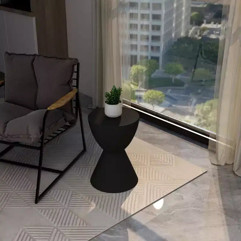 Table d'appoint LeisureMod Loft Hourglass Fiberstone - Table d'appoint moderne pour l'intérieur et l'extérieur