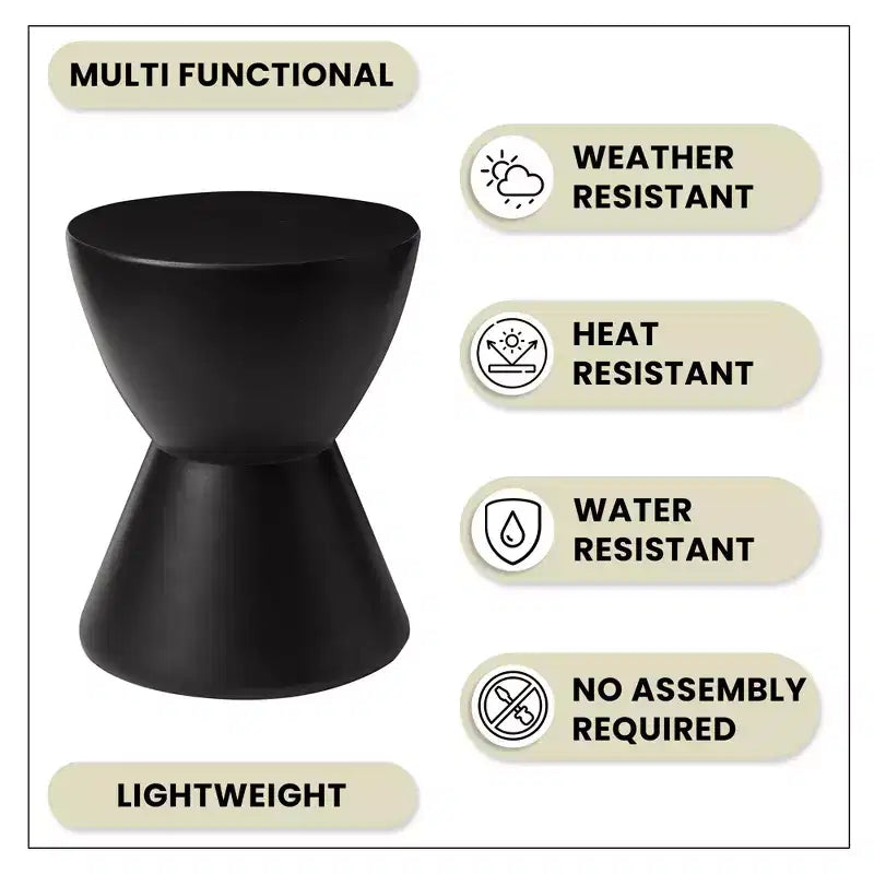 Table d'appoint LeisureMod Loft Hourglass Fiberstone - Table d'appoint moderne pour l'intérieur et l'extérieur