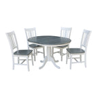 Table à dîner ronde extensible de 36 po avec 4 chaises San Remo
