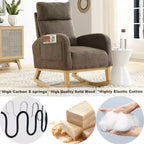 Fauteuil à bascule moderne pour chambre d'enfant, fauteuil à bascule rembourré avec poche latérale, fauteuil d'appoint en tissu Teddy, fauteuil de lecture confortable pour salon et chambre à coucher