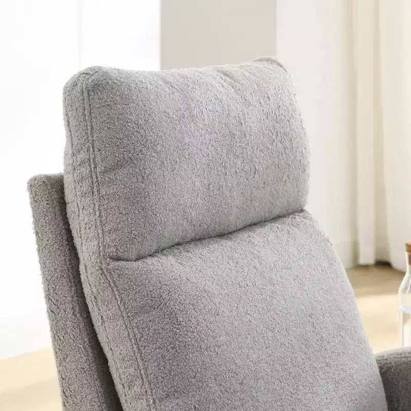 Fauteuil à bascule moderne pour chambre d'enfant, fauteuil à bascule rembourré avec poche latérale, fauteuil d'appoint en tissu Teddy, fauteuil de lecture confortable pour salon et chambre à coucher