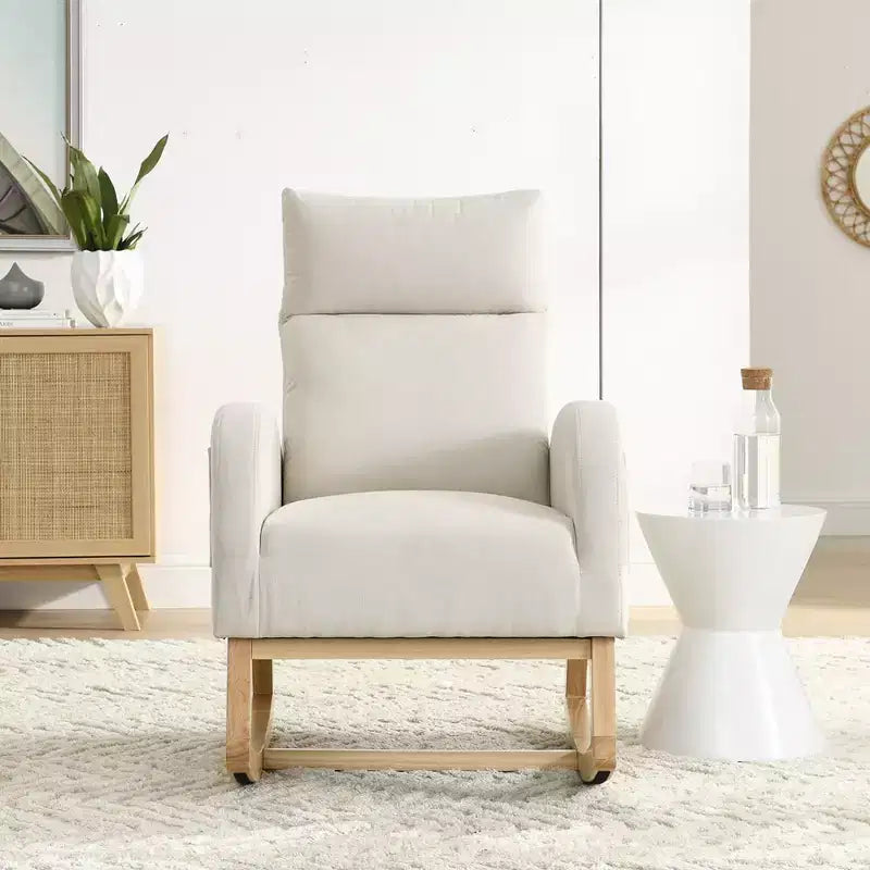 Fauteuil à bascule moderne pour chambre d'enfant, fauteuil à bascule rembourré avec poche latérale, fauteuil d'appoint en tissu Teddy, fauteuil de lecture confortable pour salon et chambre à coucher