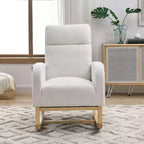 Fauteuil à bascule moderne pour chambre d'enfant, fauteuil à bascule rembourré avec poche latérale, fauteuil d'appoint en tissu Teddy, fauteuil de lecture confortable pour salon et chambre à coucher
