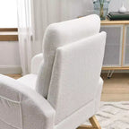 Fauteuil à bascule moderne pour chambre d'enfant, fauteuil à bascule rembourré avec poche latérale, fauteuil d'appoint en tissu Teddy, fauteuil de lecture confortable pour salon et chambre à coucher