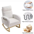 Fauteuil à bascule moderne pour chambre d'enfant, fauteuil à bascule rembourré avec poche latérale, fauteuil d'appoint en tissu Teddy, fauteuil de lecture confortable pour salon et chambre à coucher