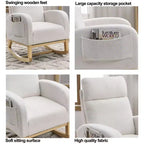 Fauteuil à bascule moderne pour chambre d'enfant, fauteuil à bascule rembourré avec poche latérale, fauteuil d'appoint en tissu Teddy, fauteuil de lecture confortable pour salon et chambre à coucher