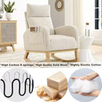 Fauteuil à bascule moderne pour chambre d'enfant, fauteuil à bascule rembourré avec poche latérale, fauteuil d'appoint en tissu Teddy, fauteuil de lecture confortable pour salon et chambre à coucher