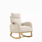 Fauteuil à bascule moderne pour chambre d'enfant, fauteuil à bascule rembourré avec poche latérale, fauteuil d'appoint en tissu Teddy, fauteuil de lecture confortable pour salon et chambre à coucher