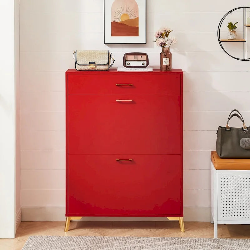 Meuble à chaussures moderne en bois avec tiroirs abattants