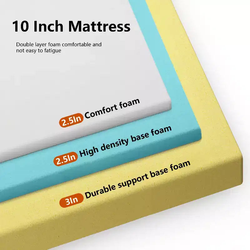 FDW Matelas en mousse de 10 pouces pour lit King Size, certifié CertiPUR-US, housse douce amovible, matelas King pour cadre de lit, lit superposé, lit gigogne,