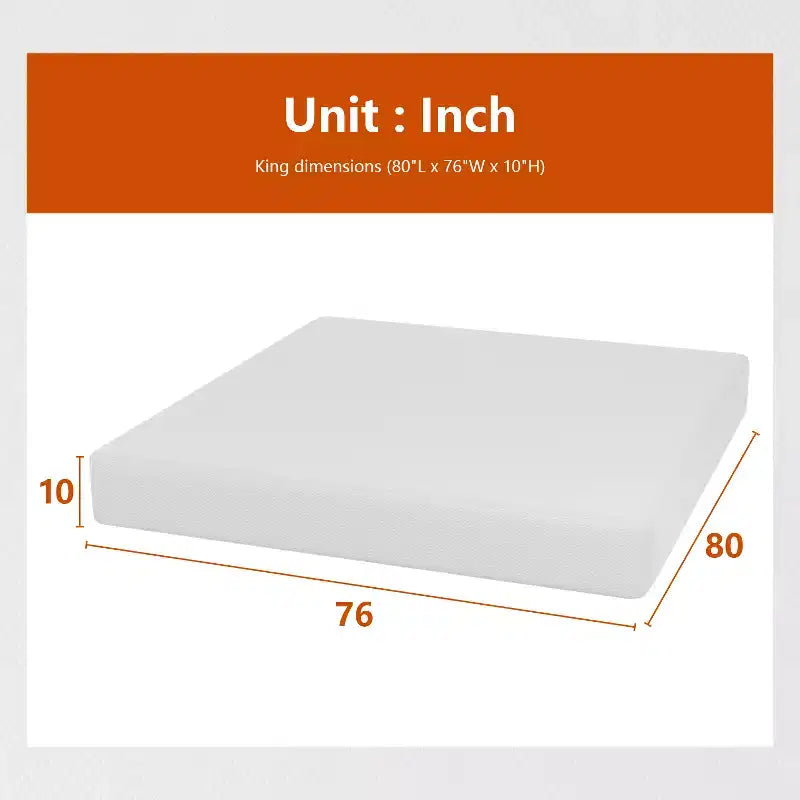 FDW Matelas en mousse de 10 pouces pour lit King Size, certifié CertiPUR-US, housse douce amovible, matelas King pour cadre de lit, lit superposé, lit gigogne,