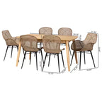 Ensemble de salle à manger 7 pièces moderne bohème en rotin et bois Emmali Baxton Studio
