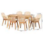 Ensemble de salle à manger 7 pièces moderne bohème en rotin et bois Emmali Baxton Studio
