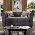 60 in. Velvet Gray Couches 2-Seater Loveseat for Living Room Furniture Sets-Morden Fort