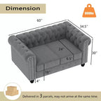 Canapé 2 places de 152 cm en velours gris pour ensemble de meubles de salon - Morden Fort