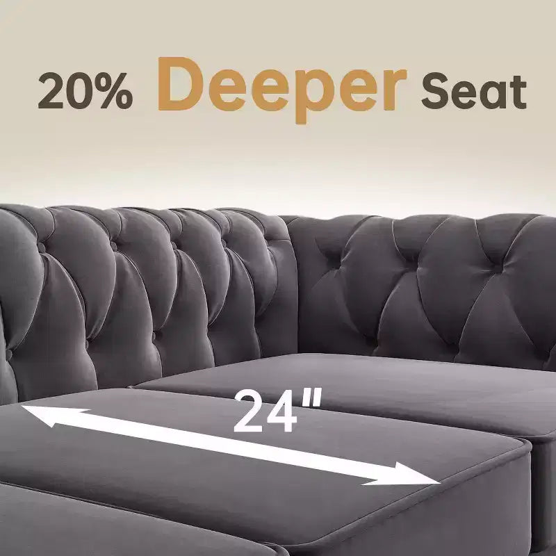 Canapé 2 places de 152 cm en velours gris pour ensemble de meubles de salon - Morden Fort