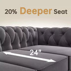Canapé 2 places de 152 cm en velours gris pour ensemble de meubles de salon - Morden Fort