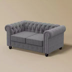 Canapé 2 places de 152 cm en velours gris pour ensemble de meubles de salon - Morden Fort
