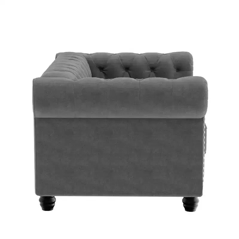 Canapé 2 places de 152 cm en velours gris pour ensemble de meubles de salon - Morden Fort