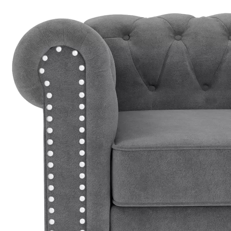 Canapé 2 places de 152 cm en velours gris pour ensemble de meubles de salon - Morden Fort