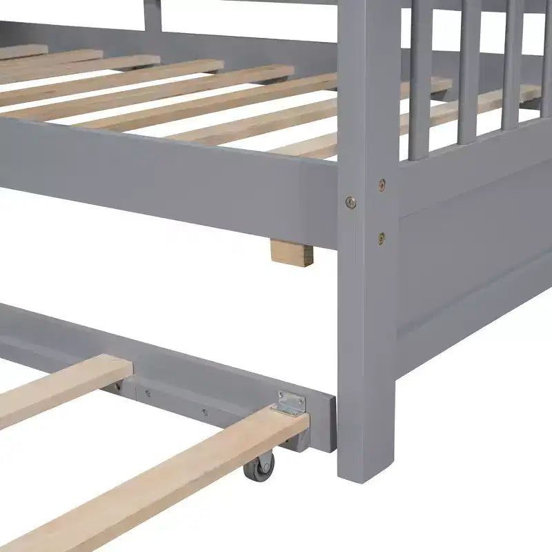 Lit cabane en bois, taille double/pleine, avec lit gigogne et étagère de rangement pour enfants, 4Q - ModernLuxe