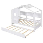 Lit cabane en bois, taille double/pleine, avec lit gigogne et étagère de rangement pour enfants, 4Q - ModernLuxe