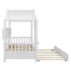 Lit cabane en bois, taille double/pleine, avec lit gigogne et étagère de rangement pour enfants, 4Q - ModernLuxe