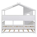 Lit cabane en bois, taille double/pleine, avec lit gigogne et étagère de rangement pour enfants, 4Q - ModernLuxe