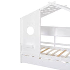 Lit cabane en bois, taille double/pleine, avec lit gigogne et étagère de rangement pour enfants, 4Q - ModernLuxe