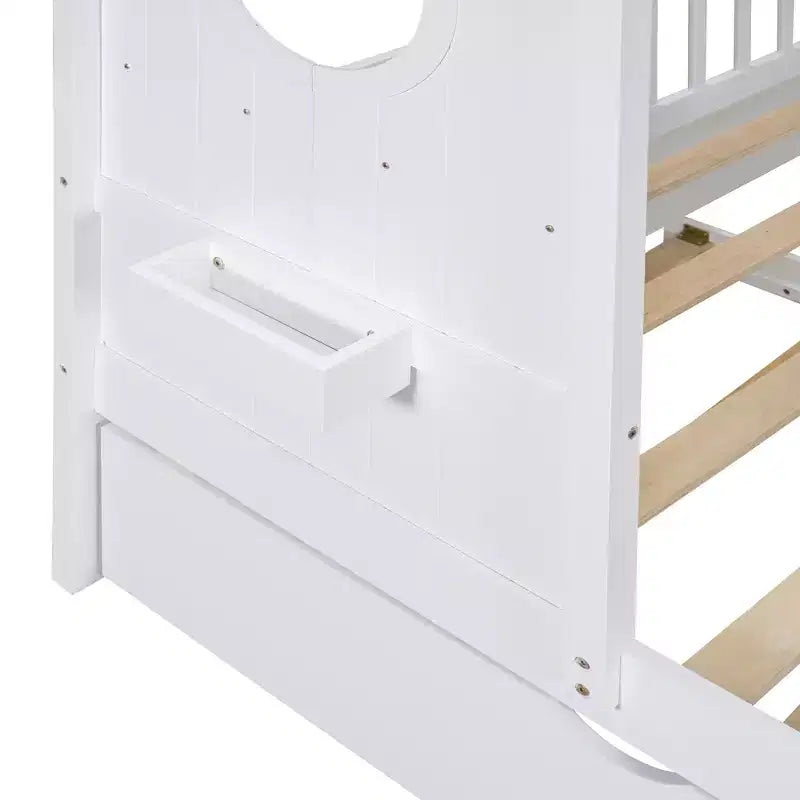 Lit cabane en bois, taille double/pleine, avec lit gigogne et étagère de rangement pour enfants, 4Q - ModernLuxe