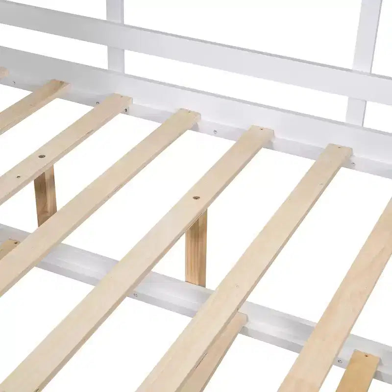 Lit cabane en bois, taille double/pleine, avec lit gigogne et étagère de rangement pour enfants, 4Q - ModernLuxe